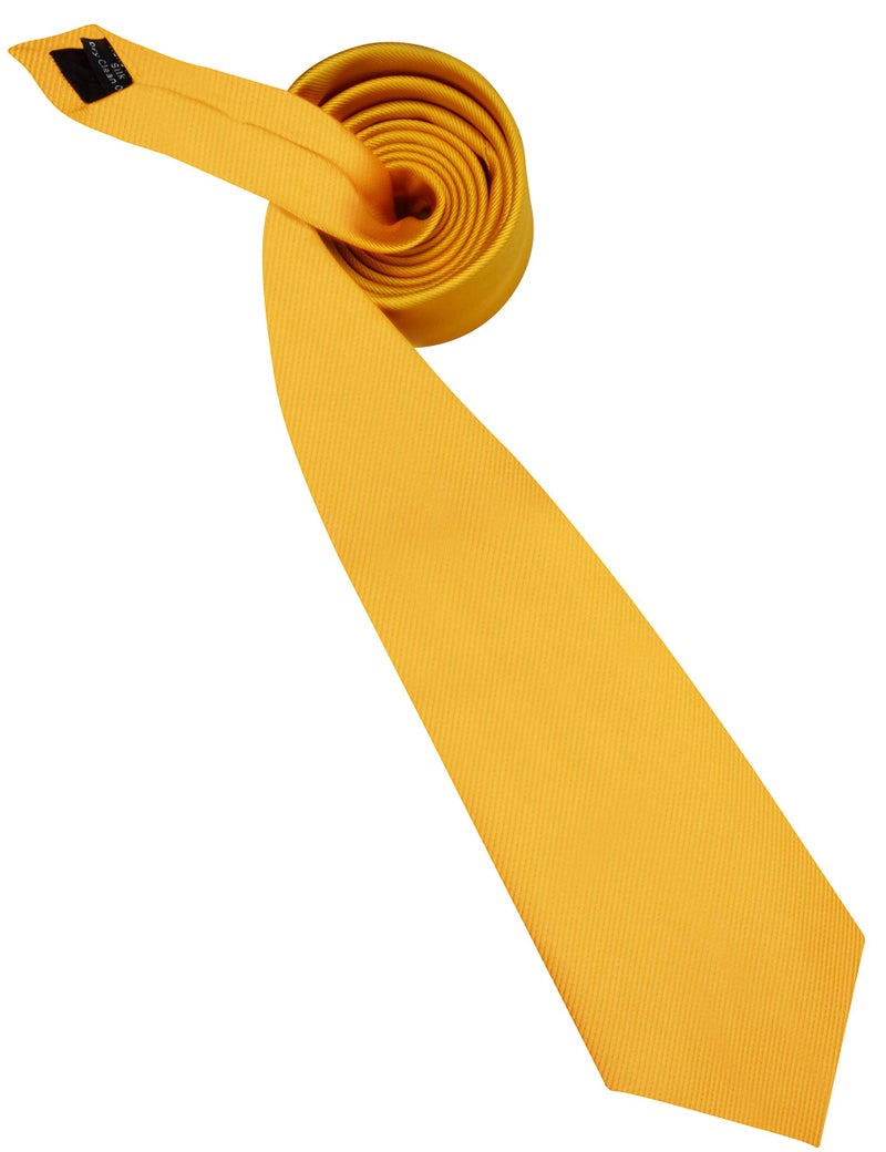 GUSLESON Brand Modern Fashion Yellow Tie Solid Gold Ties For Men Silk Necktie (0791-14) - Image 4